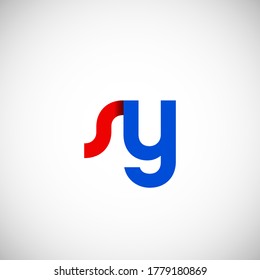 Vector Initial letter sy lowercase linked red blue logo isolated on white background. Modern design.
