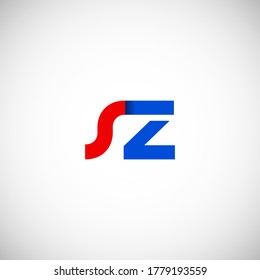 Vector Initial letter sz lowercase linked red blue logo isolated on white background. Modern design.