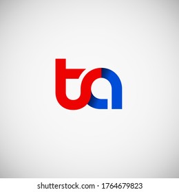 Vector Initial letter ta lowercase linked red blue logo isolated on white background. Modern design.