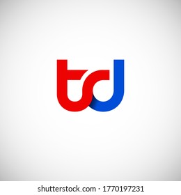 Vector Initial letter td lowercase linked red blue logo isolated on white background. Modern design.