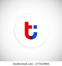 Vector Initial letter ti lowercase linked red blue logo isolated on white background. Modern design.