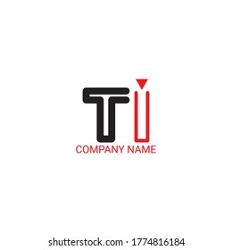 Vector Initial letter TI uppercase linked black logo isolated on white background. Modern design EPS 10.