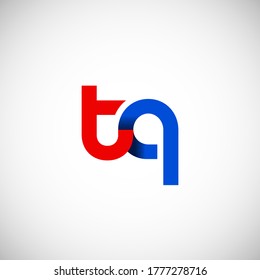 Vector Initial letter tq lowercase linked red blue logo isolated on white background. Modern design.