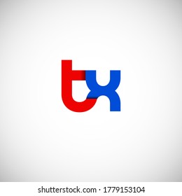 Vector Initial letter tx lowercase linked red blue logo isolated on white background. Modern design.