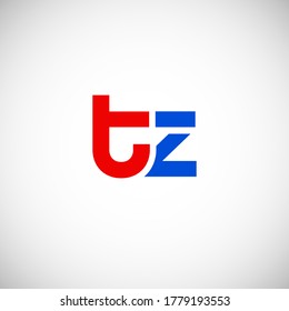 Vector Initial letter tz lowercase linked red blue logo isolated on white background. Modern design.