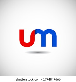 Vector Initial letter um lowercase linked red blue logo isolated on white background. Modern design.