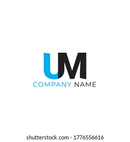 Vector Initial letter UM uppercase linked black and blue logo isolated on white background. Modern design EPS 10.