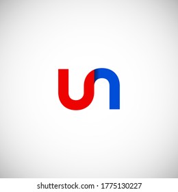 Vector Initial letter un lowercase linked red blue logo isolated on white background. Modern design.