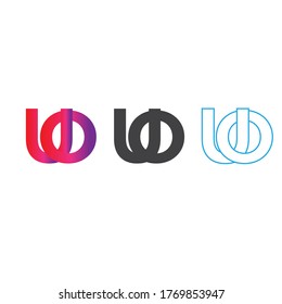 Vector Initial letter UO uppercase linked red blue logo isolated on white background. Modern design.