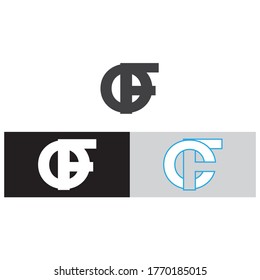 Vector Initial letter OF uppercase linked black logo isolated on white background. Modern design.