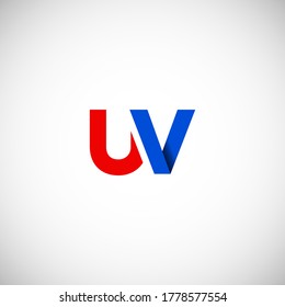 Vector Initial letter uv lowercase linked red blue logo isolated on white background. Modern design.
