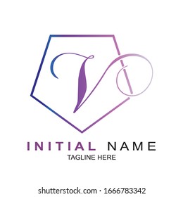 Vector Initial letter V Purple Elegant