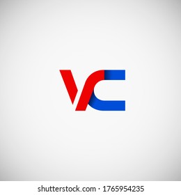 Vector Initial letter vc lowercase linked red blue logo isolated on white background. Modern design.