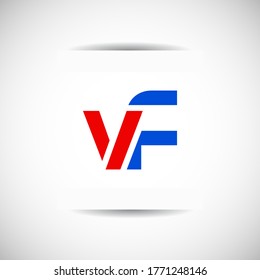 Vector Initial letter vf lowercase linked red blue logo isolated on white background. Modern design.