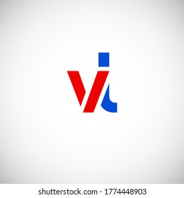 Vector Initial letter vl lowercase linked red blue logo isolated on white background. Modern design.