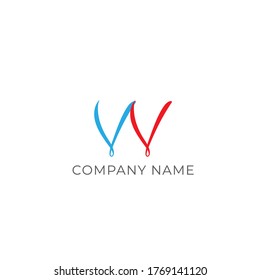 Vector Initial letter vv lowercase linked red blue logo isolated on white background. Modern design.