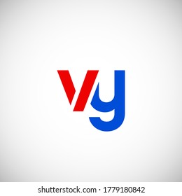Vector Initial letter vy lowercase linked red blue logo isolated on white background. Modern design.