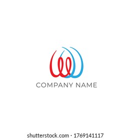 Vector Initial letter ww lowercase linked red blue logo isolated on white background. Modern design.