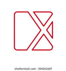 Vector initial letter X. Sign made with red line 