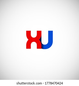 Vector Initial letter xu lowercase linked red blue logo isolated on white background. Modern design.