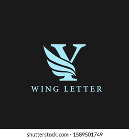 vector initial letter y business wing logo icon corporate technology concept blue color