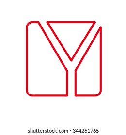 Vector initial letter Y. Sign made with red line 