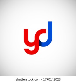 Vector Initial letter yd lowercase linked red blue logo isolated on white background. Modern design.