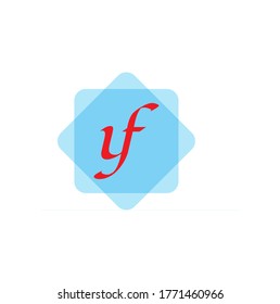 Vector Initial letter yf lowercase linked blue logo isolated on white background. Modern design