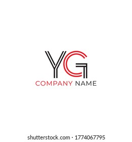 Vector Letra inicial YG logo rojo y negro con mayúsculas aislado en fondo blanco. Diseño moderno EPS 10