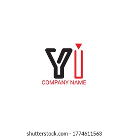 Vector Initial letter YI uppercase linked black logo isolated on white background. Modern design EPS 10.