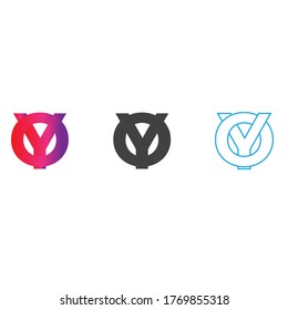 Vector Initial letter YO uppercase linked red blue logo isolated on white background. Modern design.