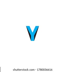 Vector Initial letter YV uppercase linked black and blue logo isolated on white background. Modern design 