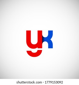 Vector Initial letter yx lowercase linked red blue logo isolated on white background. Modern design.