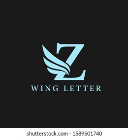 vector initial letter z business wing logo icon corporate technology concept blue color