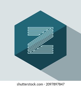 vector Initial letter Z hexagon flat design with shadow. universal icon design template.