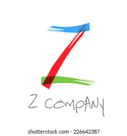 Vector initial letter Z, scrawled text