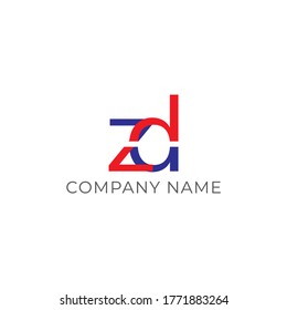 Vector Initial letter zd lowercase linked red logo isolated on white background. Modern design