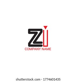 Vector Initial letter ZI uppercase linked black logo isolated on white background. Modern design EPS 10.