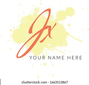  vector Initial letters JX with leaf. Signature, handwriting, fashion, boutique, wedding, jewelry, botanical , floral logo creative Vector logo Design template