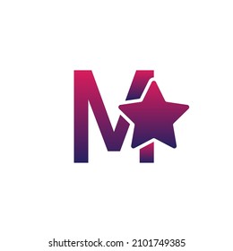 Vector initial M and star modern logo design