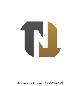 Vector Initial N T Gold Logo