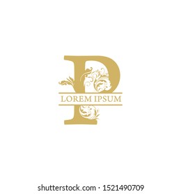 vector Initial p letter luxury beauty flourishes ornament monogram wedding icon logo vintage