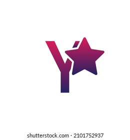 Vector initial Y and star modern logo design