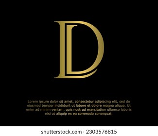 vector initials alphabet logo icon LD. Simple luxury elegant logo for business. Gold shining font logo 
