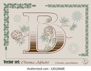 Vector Initials of the English Christmas alphabet for decoration and design