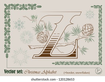 Vector Initials of the English Christmas alphabet for decoration and design