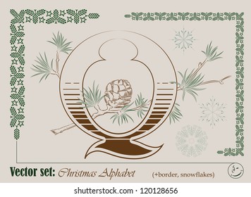 Vector Initials of the English Christmas alphabet for decoration and design