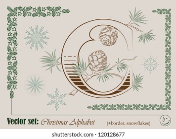 Vector Initials of the English Christmas alphabet for decoration and design