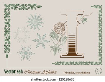 Vector Initials of the English Christmas alphabet for decoration and design