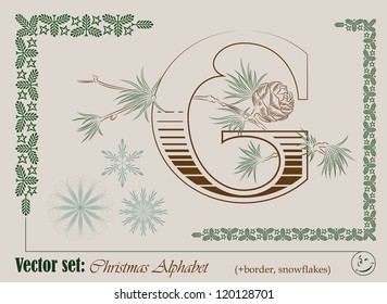 Vector Initials of the English Christmas alphabet for decoration and design
